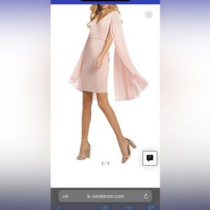 Macduggal Cape Sleeve Dress: Blush Pink